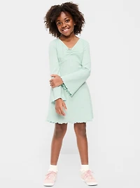 Long-Sleeve Textured Knit Fit and Flare Dress for Girls