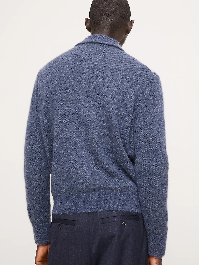 Italian Alpaca-Blend Polo Cardigan