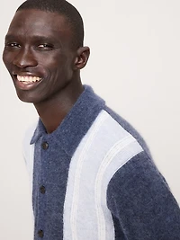 Italian Alpaca-Blend Polo Cardigan