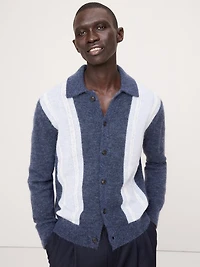 Italian Alpaca-Blend Polo Cardigan