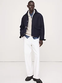 Cotton Ribbed Zip Sweater Polo