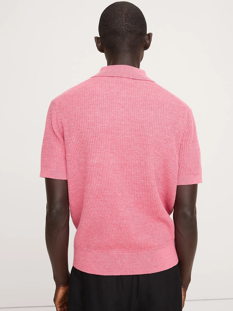 Linen-Cotton Sweater Polo