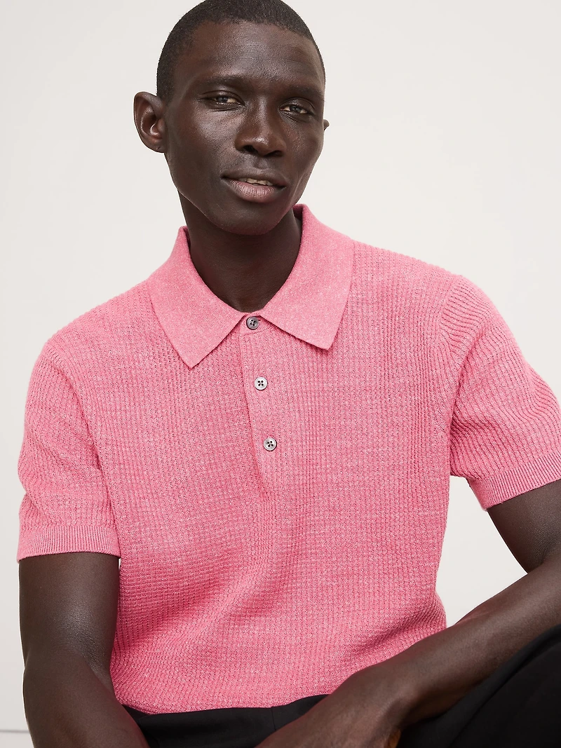 Linen-Cotton Sweater Polo