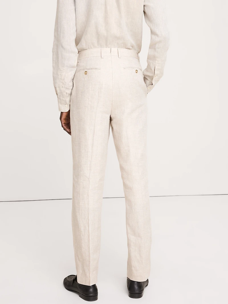 Slim Herringbone Linen Suit Pant