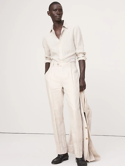 Slim Herringbone Linen Suit Pant