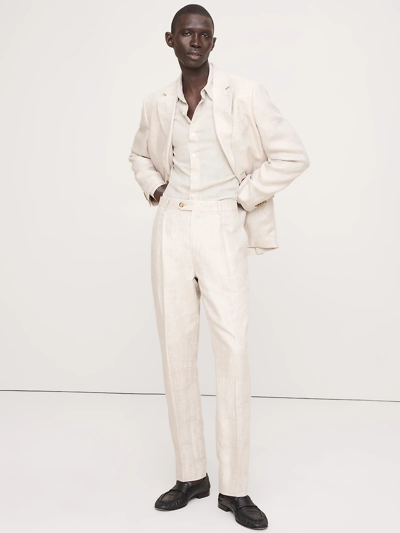 Slim Herringbone Linen Suit Pant
