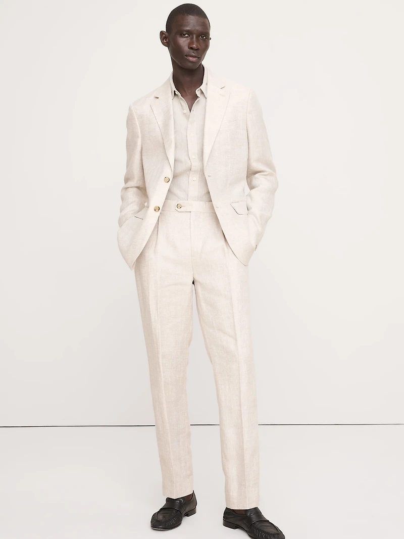 Tailored Slim-Fit Herringbone Linen Suit Jacket