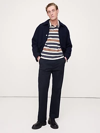 Relaxed Stripe Cotton Johnny-Collar Polo