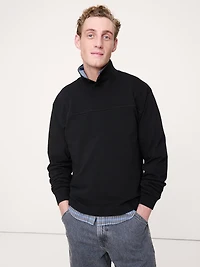 Cotton Fleece Mock Neck Sweatshirt