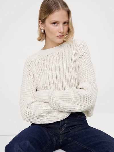 Chunky Cotton Crew-Neck Sweater