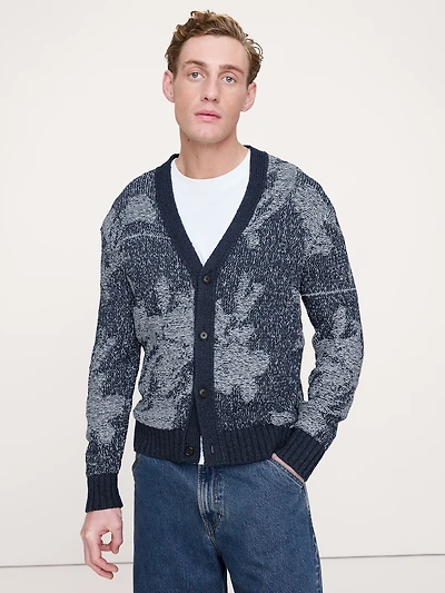 Floral Cotton-Linen Blend Cardigan