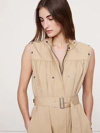 Stretch-Cotton Utility Maxi Dress