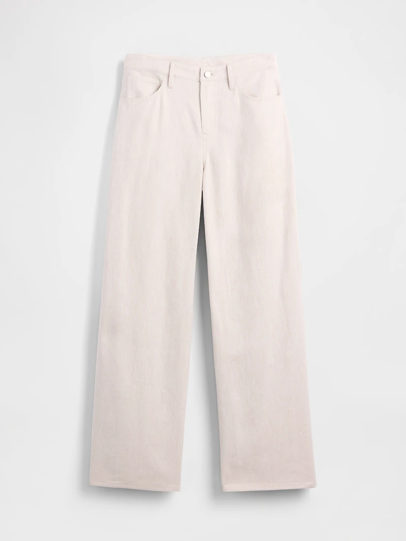 Linen-Cotton Wide-Leg Pants