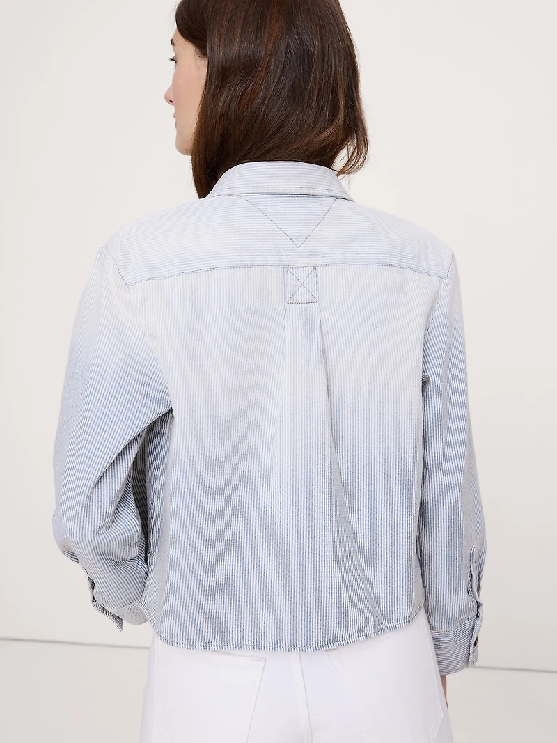Denim Cropped Utility Shirt