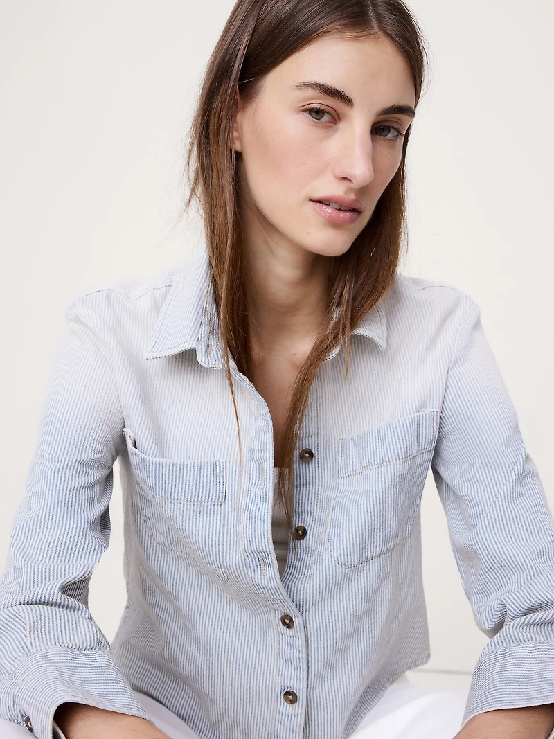 Denim Cropped Utility Shirt