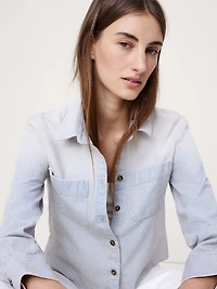 Denim Cropped Utility Shirt