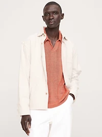 Linen Ribbed Sweater Polo