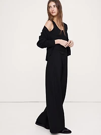 High Rise Wide-Leg Drapey Ponte Pant