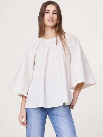 Cotton Poplin Convertible Trapeze Top