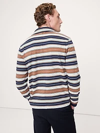 Relaxed Stripe Cotton Johnny-Collar Polo