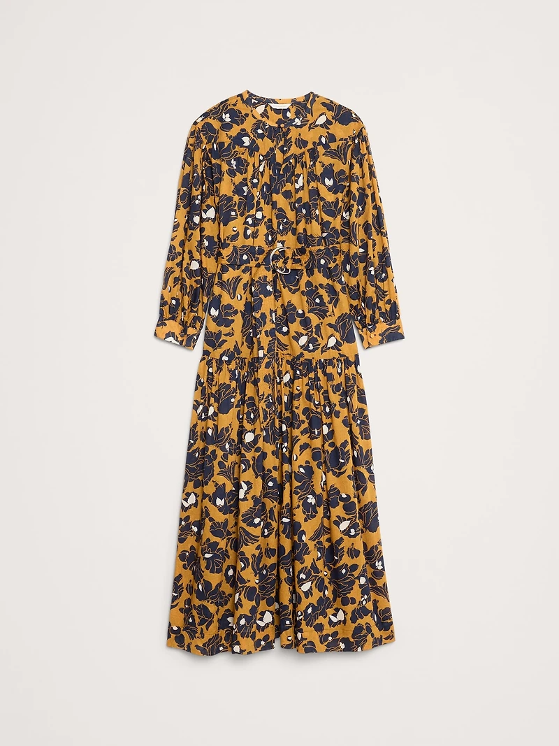 Cotton Tiered Maxi Shirt Dress