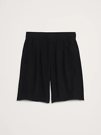 Relaxed Cotton-Fleece Pleated Pull-On Short
