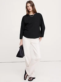 Cotton Poplin Paneled Dolman Top