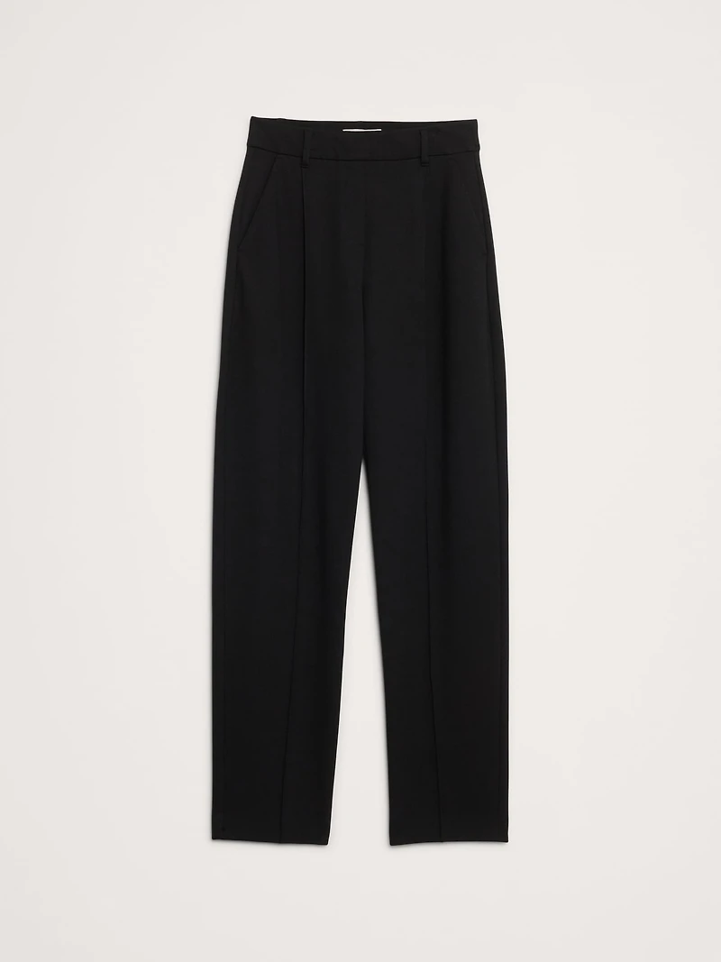 High-Rise Tapered Drapey Ponte Pull-On Pant