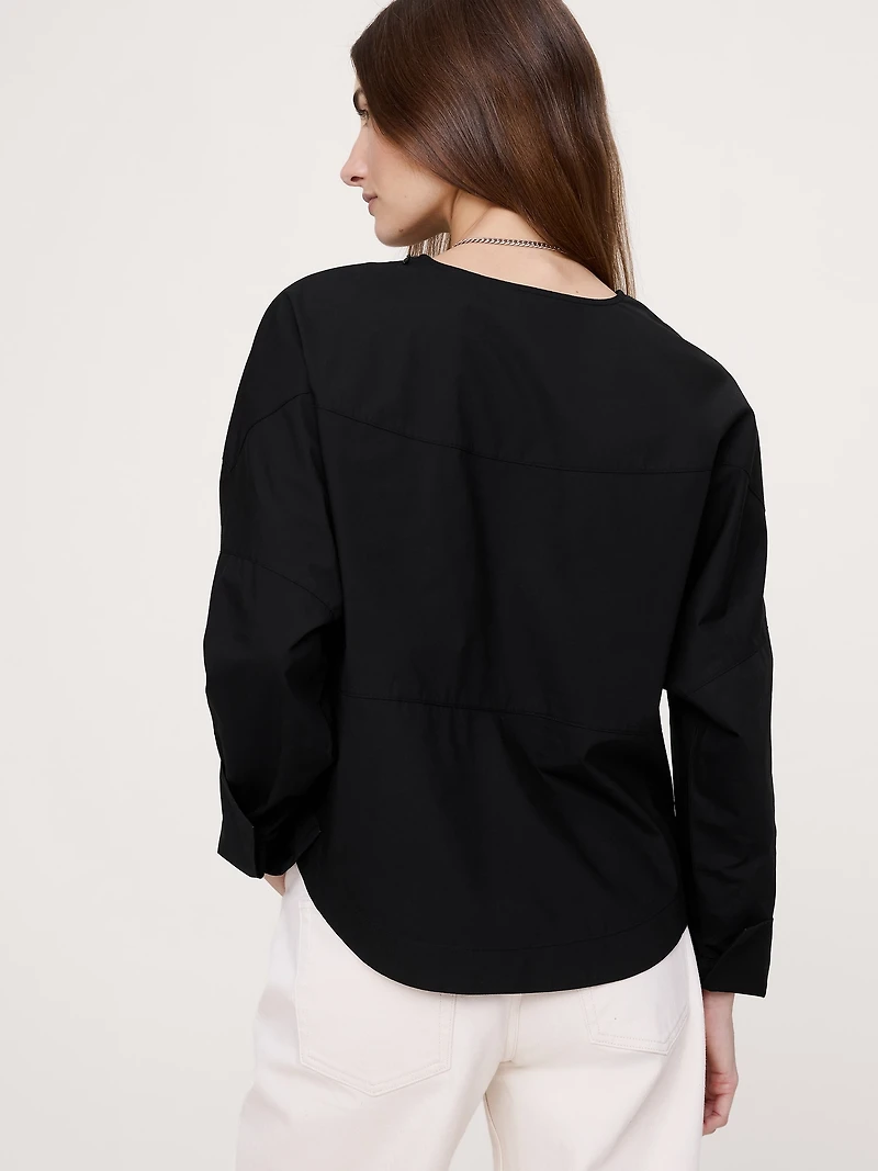 Cotton Poplin Paneled Dolman Top