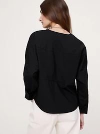 Cotton Poplin Paneled Dolman Top
