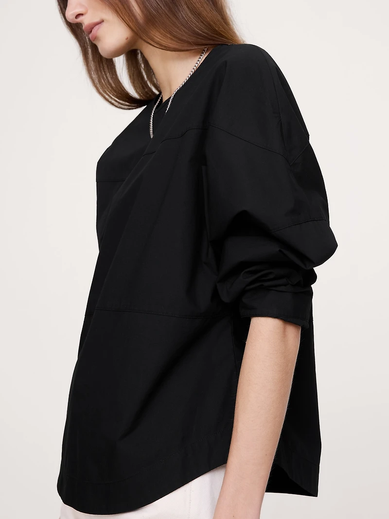 Cotton Poplin Paneled Dolman Top