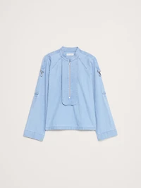 Chambray Zip Popover Top