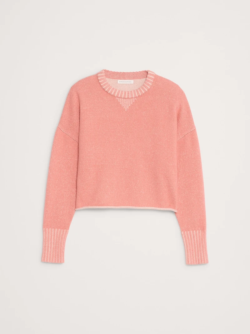 Merino-Cotton Two-Tone Cropped Sweater