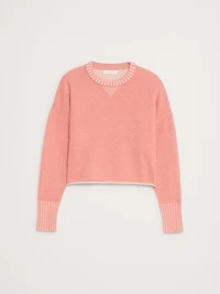 Merino-Cotton Two-Tone Cropped Sweater