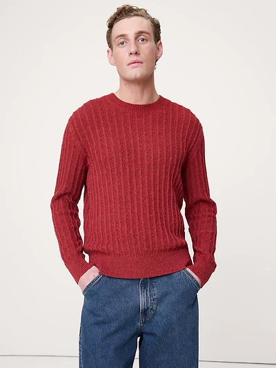 Cotton-Linen Blend Crew-Neck Sweater