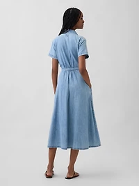 Denim Tie-Waist Midi Shirtdress