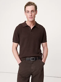 Linen-Cotton Sweater Polo