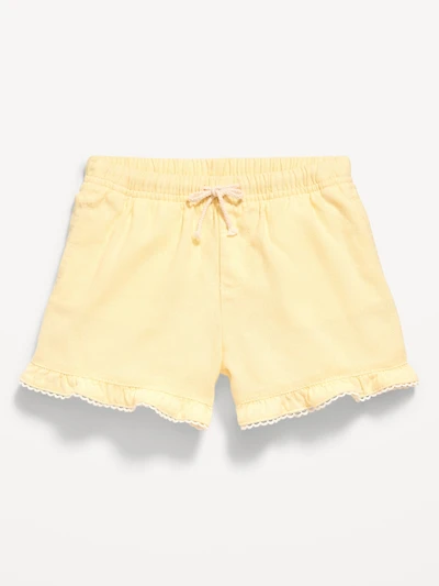 Linen-Blend Ruffled Shorts for Toddler Girls