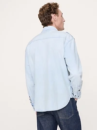 Relaxed-Fit Washed Denim Utility Shirt