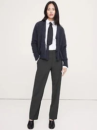 High-Rise Slim Italian Lightweight Wool Ankle Pant