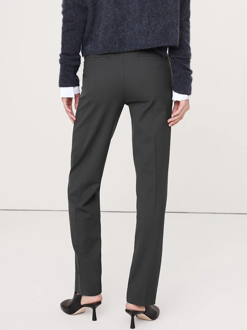 High-Rise Slim Italian Lightweight Wool Ankle Pant