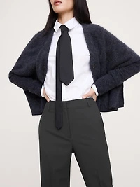 High-Rise Slim Italian Lightweight Wool Ankle Pant