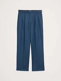 Straight Pleated Twill Dress Pant