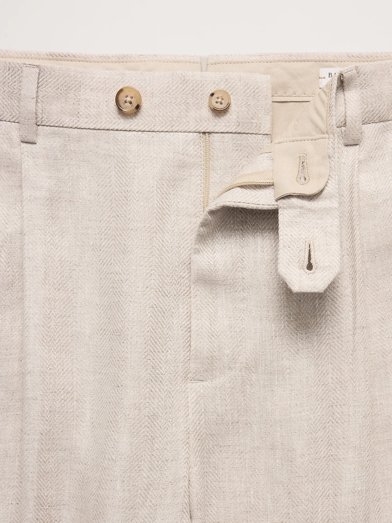 Slim Herringbone Linen Suit Pant