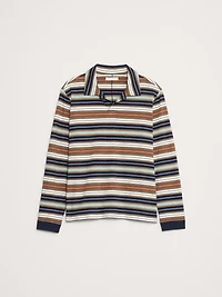 Relaxed Stripe Cotton Johnny-Collar Polo