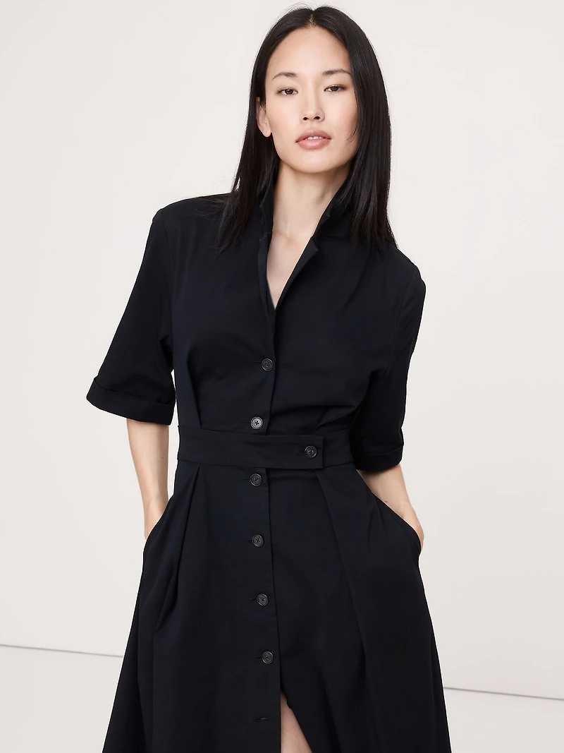 Stretch-Poplin Shirtdress