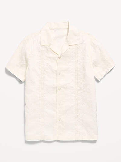 Short-Sleeve Embroidered Eyelet Shirt for Boys