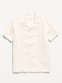 Short-Sleeve Embroidered Eyelet Shirt for Boys