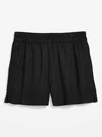 High-Waisted Beach Linen Pull-On Shorts