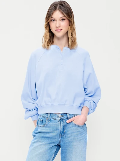 SoComfy Oversized Button-Front Sweatshirt